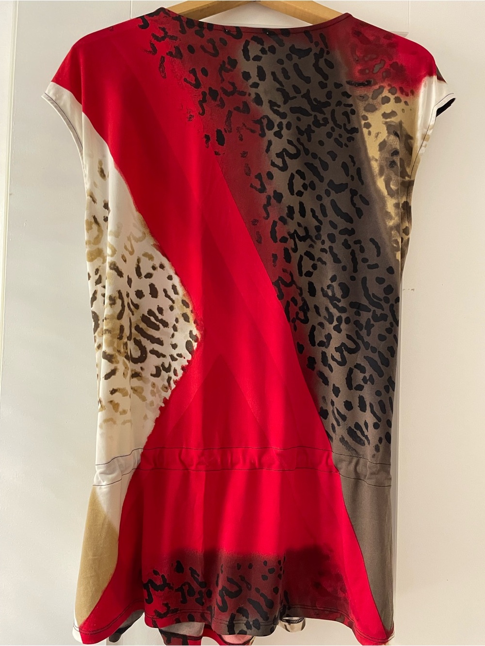 Calvin Klein Red & Beige Animal-Print Drawstring Tunic - Picture 9 of 9